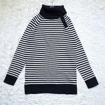 [해쉬아쉬] 보더 터틀넥 스웨터 L 버튼 디자인