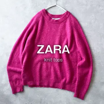 ZARA 자라 니트 울 스웨터 풀오버 핑크 루즈핏 E21