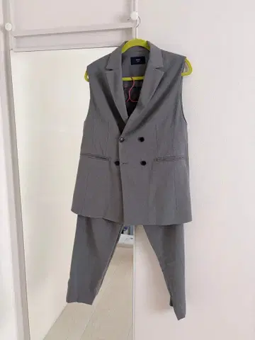 ships 그레이 더블 버튼 베스트 팬츠 셋업