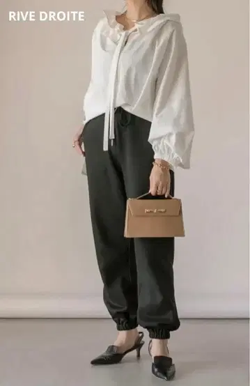 [ 새상품 ] RIVE DROITE 리브 드로와 맨투맨 이지 팬츠 블랙