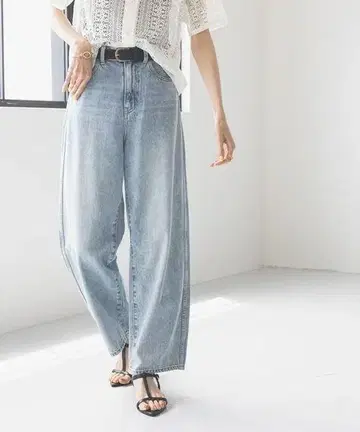 택 포함 미사용 새상품 GLOBAL WORK GOOD 데님 배기 팬츠 L