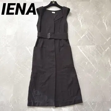 새상품급 이에나 IENA 벨트 포함 롱베스트 블랙 울 일본제