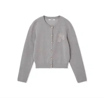 [ BOUQUET OF JOY ] 플라워 모티브 원포인트 가디건 그레이