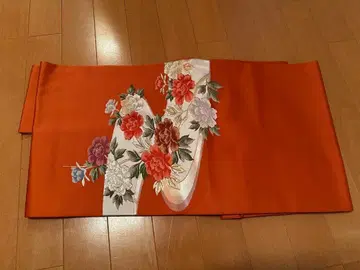 오렌지 꽃무늬 자수 나고야 오비