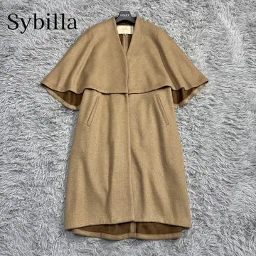 극미품 22AW 시빌라 더블 페이스 케이프 디자인 울 코트 브라운