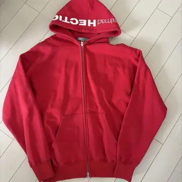 HECTIC 빨간색 풀 지퍼 후드티 XL