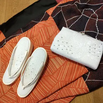 쇼와 레트로 비즈 자수 장식 일본 의류용 백과 조리 화이트 세트