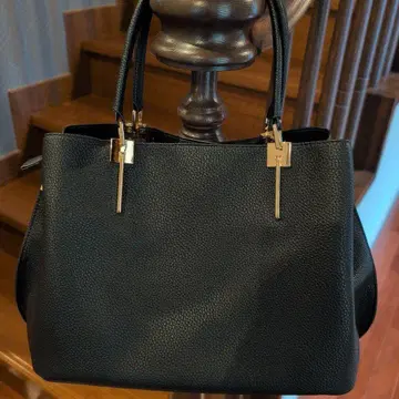 블랙 가죽 토트, 숄더백 중형