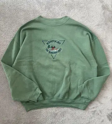 USA제 켄터키 맨투맨 수베니어 페이드 연한 녹색 오버 사이즈