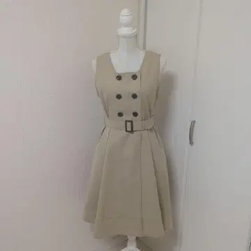Fi.n.t 베이지 슬리브리스 원피스 더블 버튼