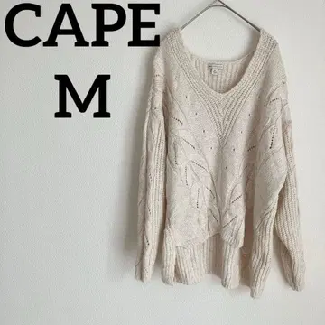 가격 인하 환영 CAPE [ M ] 리프 패턴 V넥 니트