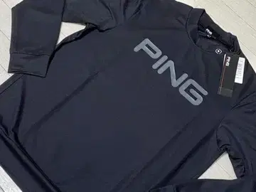 핑 PING 빅 로고 흡한속건 긴팔 하이넥 셔츠 블랙 사이즈 LL