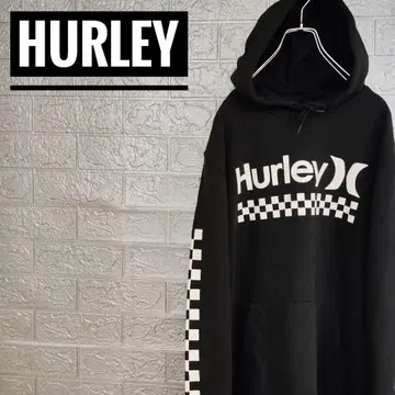할리 Hurley 구제 의류 후드 맨투맨 블랙 L 플래그 디자인 속기모