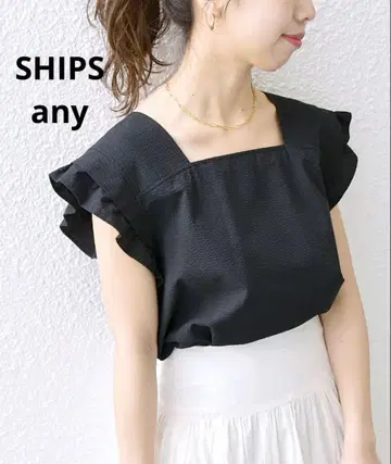 SHIPS any 쉽스 슬리브리스 블라우스 프릴 블랙