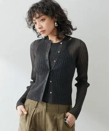 라메 니트 블랙 가디건