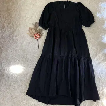 자라 코튼 티어드 원피스 반팔 블랙 S