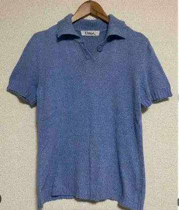 파란색 반팔 피케 셔츠