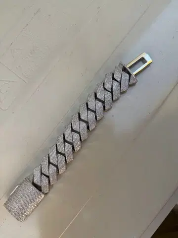 실버 뜨개질 메탈 팔찌