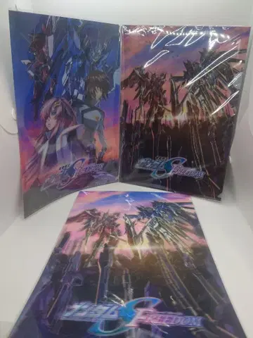 건담 SEEDFREEDOM 3D 포스터 클리어 파일 3장 세트