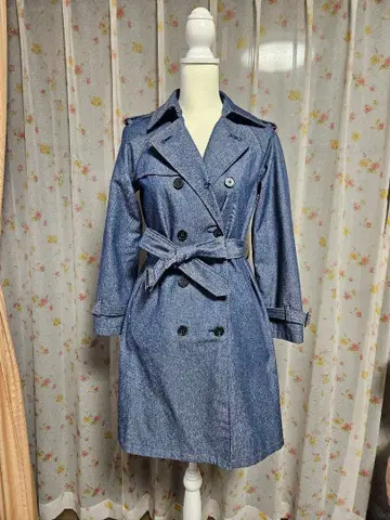 이마쥬 데님 블루 롱 트렌치코트 S