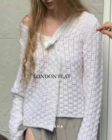 Londonflat 화이트 니트 가디건 V넥