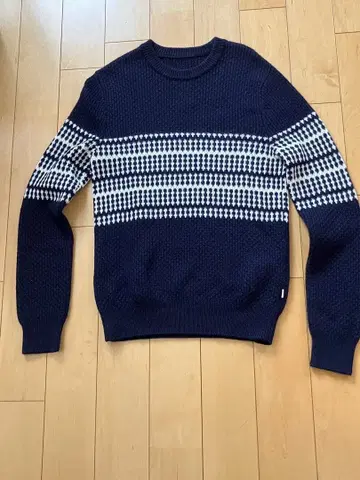 AIGLE 네이비 화이트 스트라이프 니트