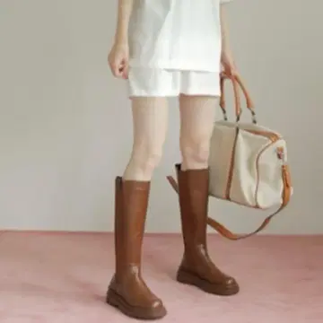 사이드 고어 벌키 롱 부츠 브라운 갈색 S