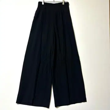 울 혼방 와이드 팬츠 안감 있음 블랙 일본제 M~L 상당 Y