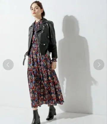 UNITED ARROWS 꽃무늬 롱 원피스 플라워 프린트 벨트