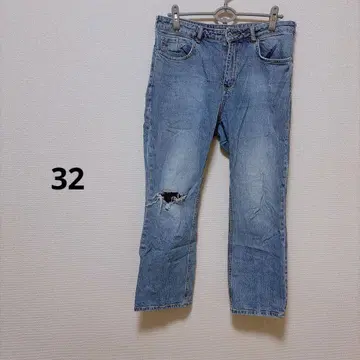 데미지 가공 스트레이트 데님 [ 32 ]