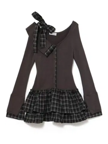 새상품 BUBBLES 버블스 체크 리본 원숄 원피스