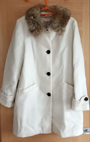 핑크 어도비 핑크 어도베 퍼 달린 롱 코트 M 사이즈