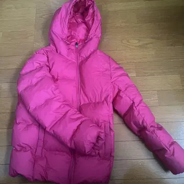 핑크 후드 부착 다운 자켓