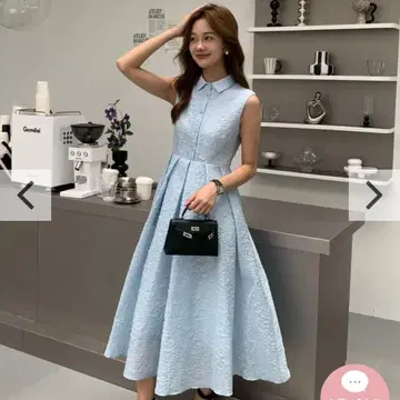 NS 자카드 헵번 드레스 스카이블루