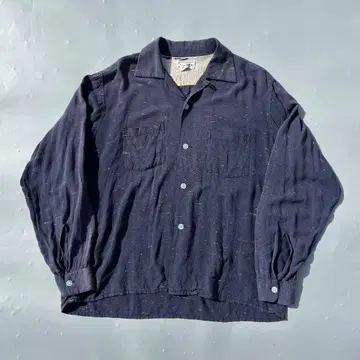 50s SPORTOP 카스리 레이온 오픈 카라 셔츠 네프 L