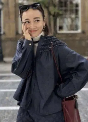 RosyMonster 프릴 긴팔 데님 셔츠