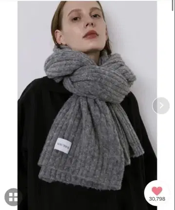 un/neu 리브 니트 대형 스톨 그레이