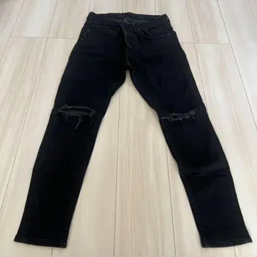 ZARA 남성용 데미지 가공 스키니 데님 블랙