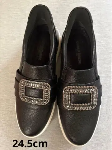 시더 크레스트 비쥬 장식 핑거프리 슈즈 블랙 24.5cm 반짝반짝