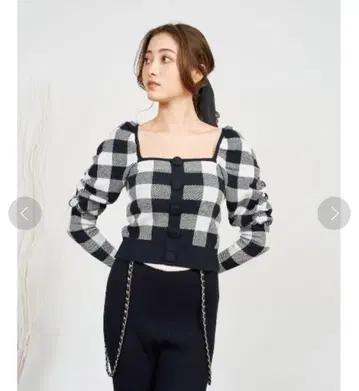 다리치 니트 상의 체크