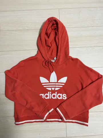 adidas 후드티 맨투맨 살몬 핑크 짧은 기장 M 후드 부착