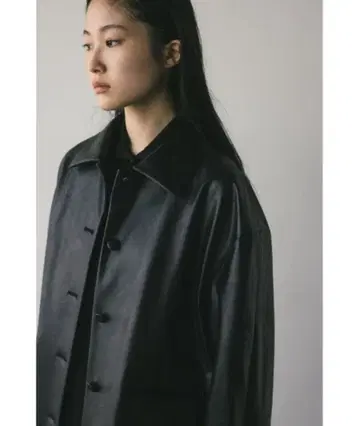 STYLEMIXER 스탠 칼라 페이크 레더 자켓