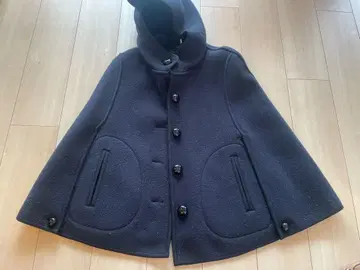 Macintosh 후드 부착 다크 네이비 케이프 코트