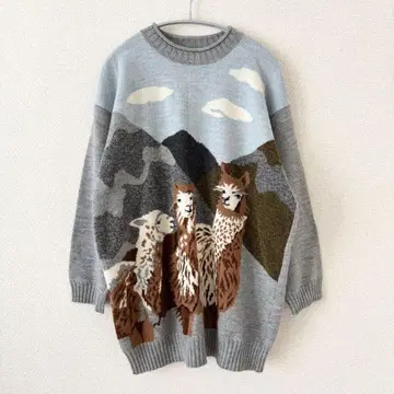 CORDIER 알파카 패턴 빈티지 니트 L