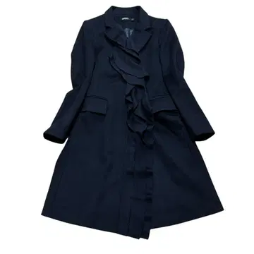 다나카란 뉴욕 울 캐시미어 프릴 코트 롱 코트 블랙