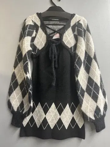 BUBBLES 버블스 레이스업 아가일 니트 + 원피스 세트