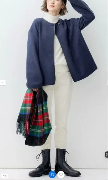 컴프레스트 파일 노카라 아우터 울 혼방 자켓 코트