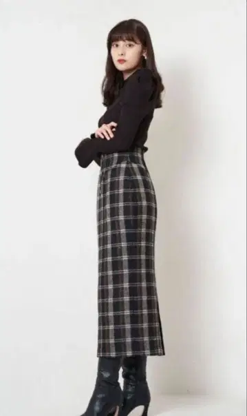 하립투 Plaid 롱 스커트 M