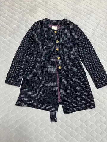 OLIVE des OLIVE 네이비 x 도트 롱 코트