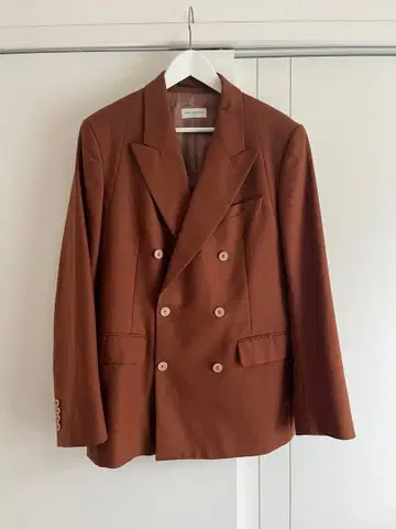DRIES VAN NOTEN 브라운 더블 브레스트 자켓